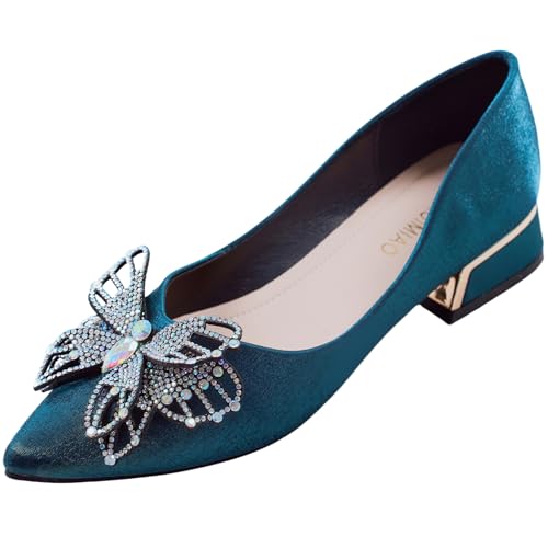 YQRUIMIAO Damen-Pumps, geschlossener Zehenbereich, klobige Absätze für Frauen, bequeme Arbeitspumps, Schuhe, spitzer Zehenbereich, Strasskleid, Hochzeitspumpen für Frauen, Z/Grün, 35.5 EU YQRUIMIAO Damen-Pumps, geschlossener Zehenbereich, klobige Absätze für Frauen, bequeme Arbeitspumps, Schuhe, spitzer Zehenbereich, Strasskleid, Hochzeitspumpen für Frauen, Z/Grün, 35.5 EU von YQRUIMIAO