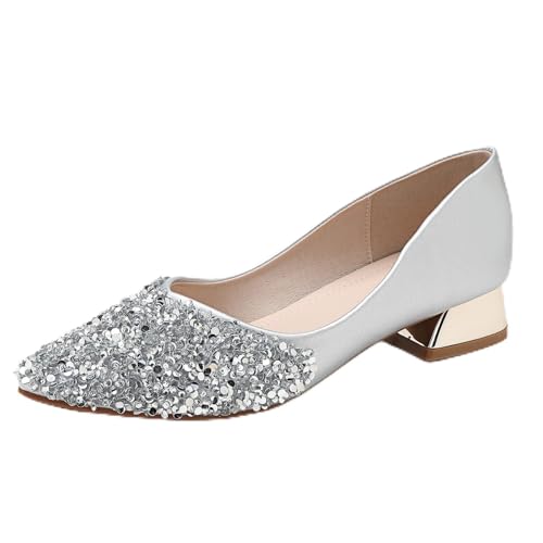 YQRUIMIAO Damen-Pumps, geschlossener Zehenbereich, klobige Absätze für Frauen, bequeme Arbeitspumps, Schuhe, spitzer Zehenbereich, Strasskleid, Hochzeitspumpen für Frauen, silber, 38 EU YQRUIMIAO Damen-Pumps, geschlossener Zehenbereich, klobige Absätze für Frauen, bequeme Arbeitspumps, Schuhe, spitzer Zehenbereich, Strasskleid, Hochzeitspumpen für Frauen, silber, 38 EU von YQRUIMIAO