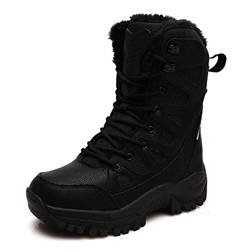 YQSHOES Herren Damen Wüsten-Kampfschuhe, taktische Wanderschuhe, warme Stiefel, zum Schnüren, Militär, Armee, wasserdicht, Jagdstiefel, Schwarz , 36EU/5.5US von YQSHOES