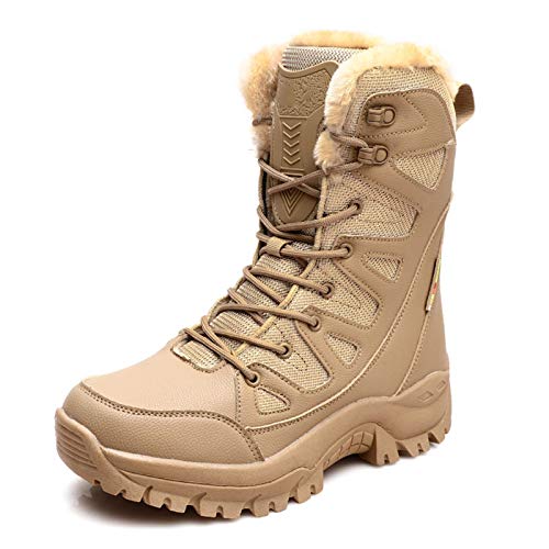 YQSHOES Herren Damen Wüsten-Kampfschuhe, taktische Wanderschuhe, warme Stiefel, zum Schnüren, Militär, Armee, wasserdicht, Jagdstiefel, braun, 43EU/9US von YQSHOES