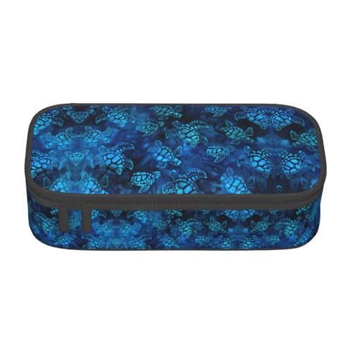 YQTGBCED Federmäppchen, Motiv: Meeresschildkröte, blau, multifunktional, großes Fassungsvermögen, Stift-Organizer-Tasche, Schwarz , Einheitsgröße, Schlüsseletui von YQTGBCED