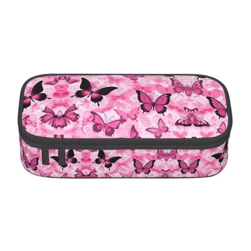 YQTGBCED Federmäppchen, Motiv: roter Schmetterling, nahtlos, Fliesendruck, Bürogebrauch, Multifunktions-Federmäppchen, großes Fassungsvermögen, Stift-Organizer-Tasche, Schwarz , Einheitsgröße, von YQTGBCED