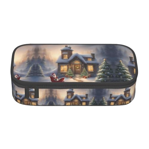 YQTGBCED Federmäppchen mit Aufschrift "Merry Christmas", multifunktional, großes Fassungsvermögen, Stift-Organizer-Tasche, Schwarz , Einheitsgröße, Schlüsseletui von YQTGBCED