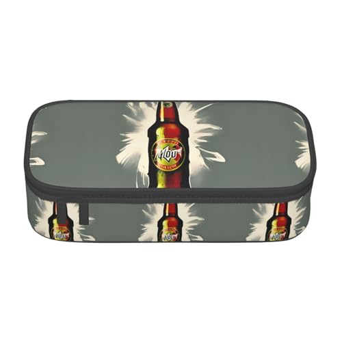 YQTGBCED Federmäppchen mit Bierblasen-Aufdruck, großes Fassungsvermögen, mit Organizer, Oxford-Stoffmaterial, mehrere Fächer, Schwarz , Einheitsgröße, Kosmetiktasche von YQTGBCED