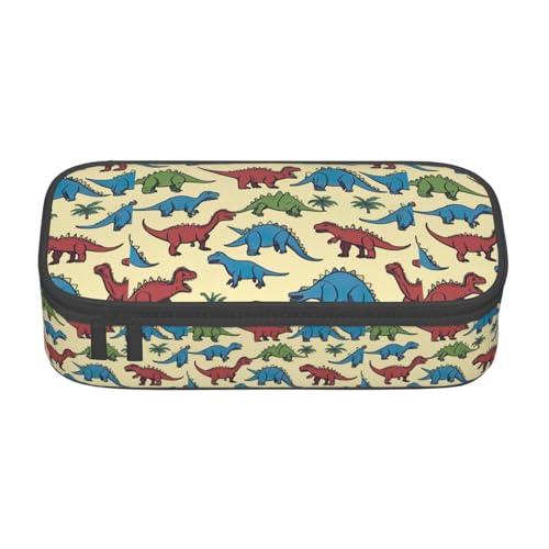 YQTGBCED Federmäppchen mit Dinosaurier-Muster, großes Fassungsvermögen, Oxford-Stoffmaterial, mehrere Fächer, Schwarz , Einheitsgröße, Kosmetiktasche von YQTGBCED