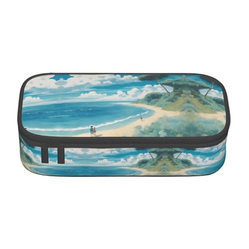 YQTGBCED Federmäppchen mit Muscheln am Strand, multifunktionales Federmäppchen, großes Fassungsvermögen, Stift-Organizer-Tasche, Schwarz , Einheitsgröße, Schlüsseletui von YQTGBCED