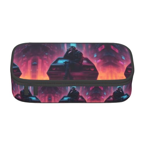 YQTGBCED Federmäppchen mit Musikdruck, multifunktionales Federmäppchen, großes Fassungsvermögen, Stift-Organizer-Tasche, Schwarz , Einheitsgröße, Schlüsseletui von YQTGBCED