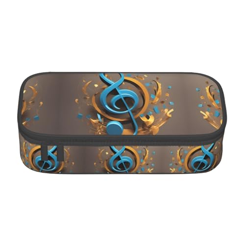 YQTGBCED Federmäppchen mit Musiknoten-Druck, multifunktionales Federmäppchen, großes Fassungsvermögen, Stift-Organizer-Tasche, Schwarz , Einheitsgröße, Schlüsseletui von YQTGBCED