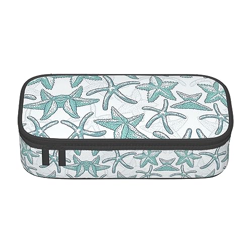 YQTGBCED Federmäppchen mit Seestern-Druck, multifunktional, großes Fassungsvermögen, Stift-Organizer-Tasche, Schwarz , Einheitsgröße, Schlüsseletui von YQTGBCED