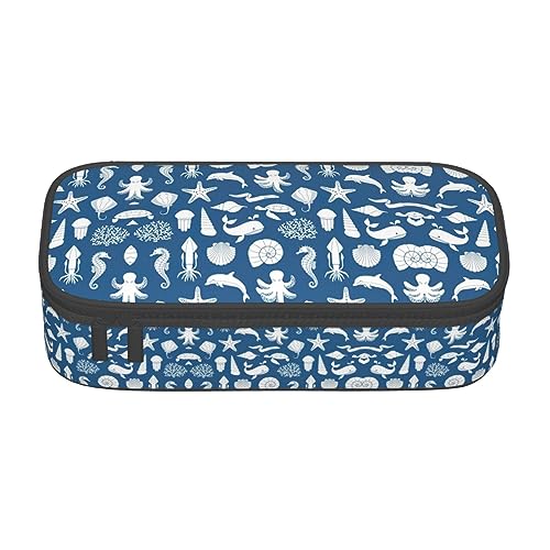 YQTGBCED Federmäppchen mit Unterwasser-Motiv, multifunktional, großes Fassungsvermögen, Stift-Organizer-Tasche, Schwarz , Einheitsgröße, Schlüsseletui von YQTGBCED