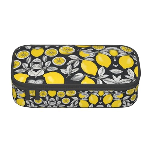 YQTGBCED Federmäppchen mit Zitronenfrucht-Muster, multifunktional, großes Fassungsvermögen, Stift-Organizer-Tasche, Schwarz , Einheitsgröße, Schlüsseletui von YQTGBCED