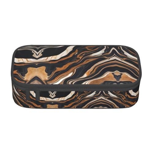 YQTGBCED Federmäppchen mit abstraktem Marmorsteindruck, multifunktionales Federmäppchen, großes Fassungsvermögen, Stift-Organizer-Tasche, Schwarz , Einheitsgröße, Schlüsseletui von YQTGBCED