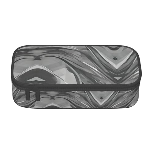 YQTGBCED Federmäppchen mit abstraktem grauem Druck, multifunktionales Federmäppchen, großes Fassungsvermögen, Stift-Organizer-Tasche, Schwarz , Einheitsgröße, Schlüsseletui von YQTGBCED