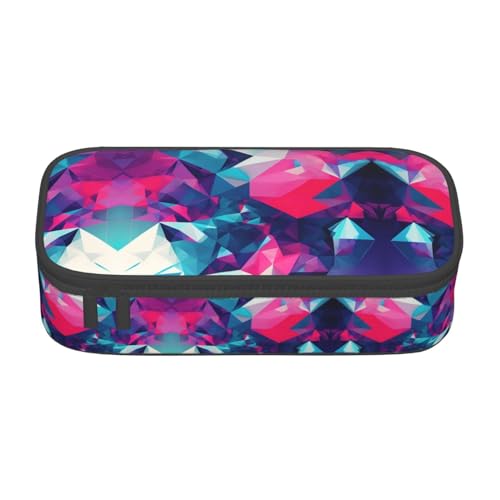 YQTGBCED Federmäppchen mit abstraktem polygonalem Weltraumdruck, multifunktionales Federmäppchen, großes Fassungsvermögen, Stift-Organizer-Tasche, Schwarz , Einheitsgröße, Schlüsseletui von YQTGBCED