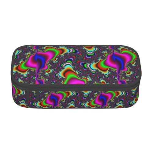 YQTGBCED Federmäppchen mit buntem Muster, großes Fassungsvermögen, mit Organizer, Oxford-Stoffmaterial, mehrere Fächer, Schwarz , Einheitsgröße, Kosmetiktasche von YQTGBCED