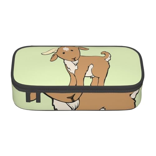 YQTGBCED Federmäppchen mit großem Fassungsvermögen, braunes Ziegenmuster, mit Organizer, Oxford-Stoffmaterial, mehrere Fächer, Schwarz , Einheitsgröße, Kosmetiktasche von YQTGBCED