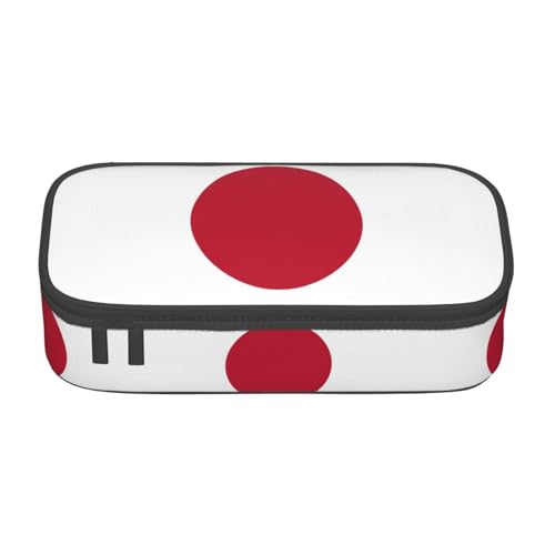 YQTGBCED Federmäppchen mit japanischem Flaggenaufdruck, großes Fassungsvermögen, mit Organizer, Oxford-Stoffmaterial, mehrere Fächer, Schwarz , Einheitsgröße, Kosmetiktasche von YQTGBCED