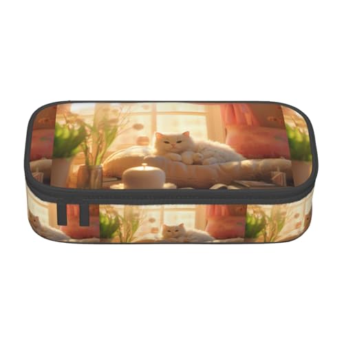 YQTGBCED Federmäppchen mit niedlichem Muster, großes Fassungsvermögen, mit Organizer, Oxford-Stoffmaterial, mehrere Fächer, Schwarz , Einheitsgröße, Kosmetiktasche von YQTGBCED