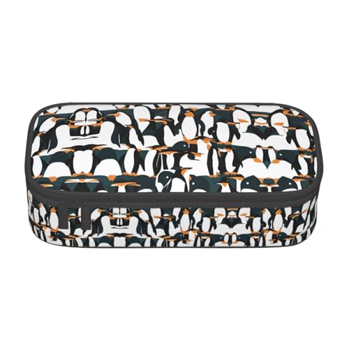 YQTGBCED Federmäppchen mit niedlichem Pinguin-Tiermuster, multifunktionales Federmäppchen, großes Fassungsvermögen, Stift-Organizer-Tasche, Schwarz , Einheitsgröße, Schlüsseletui von YQTGBCED