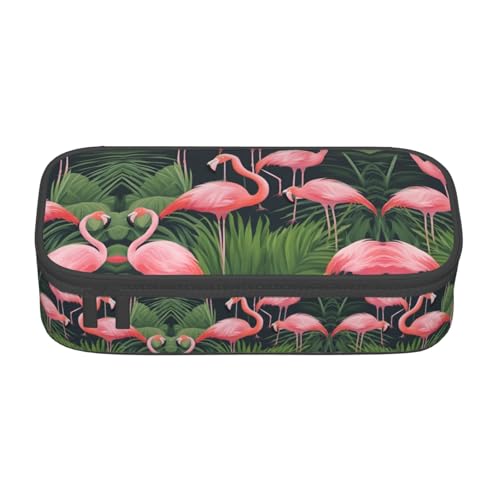 YQTGBCED Federmäppchen mit rotem Flamingo-Sukkulenten-Druck, multifunktionales Federmäppchen, großes Fassungsvermögen, Stift-Organizer-Tasche, Schwarz , Einheitsgröße, Schlüsseletui von YQTGBCED