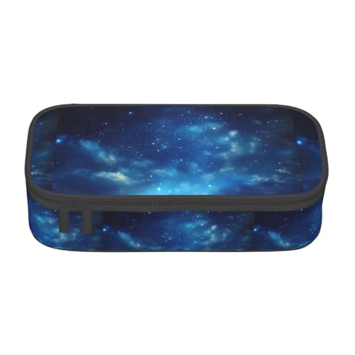 YQTGBCED Sparsed Federmäppchen mit Träumen, mit Sternen- und Punktemuster, großes Fassungsvermögen, mit Organizer, Oxford-Stoffmaterial, mehrere Fächer, Schwarz , Einheitsgröße, Kosmetiktasche von YQTGBCED