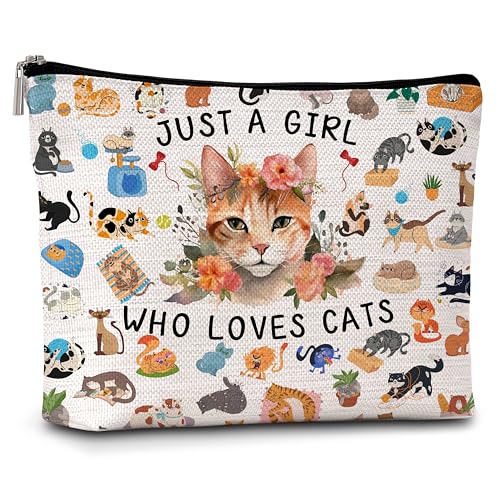 YQV B01 Make-up-Tasche für Katzenliebhaber, Geschenk für Frauen, Teenager, Mädchen, Freunde, Schwestern, Katzen-Themen-Geschenke, Bunt von YQV