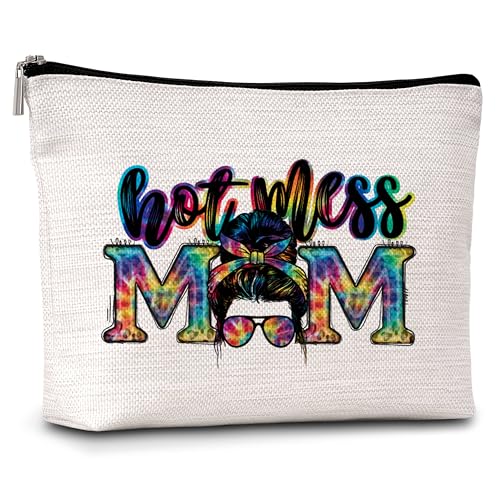 YQV Hot Mess Mum Mama Make-up-Tasche, lustiges Geschenk für Mutter, Mutter, Frauen, cooles Geschenk für neue Mütter – B06, Bunt von YQV