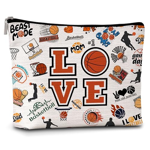 YQV Just A Girl Who Loves Basketball Mom Make-up-Tasche, Basketball-Geschenke für Mädchen, Frauen, Schwestern, Sportliebhaber, Basketballzubehör für Mädchen – B02, Bunt von YQV