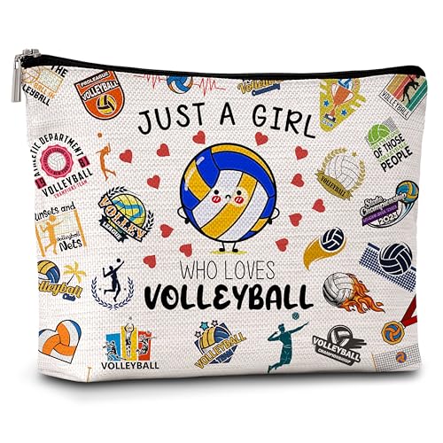 YQV Just A Girl Who Loves Volleyball-Make-up-Tasche, Volleyball-Geschenke für Mädchen, Frauen, Schwestern, Sportliebhaber, Volleyball-Zubehör für Mädchen, B04, Bunt von YQV