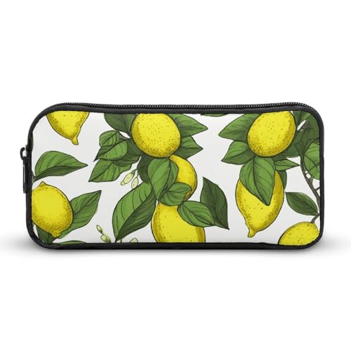 Federmäppchen mit großem Fassungsvermögen, gelbe frische Zitronen, Stifttasche, niedlicher Reißverschluss, Kosmetiktasche, Aufbewahrungstasche für Damen und Herren, Stil:, 22*12*5cm von YQYBF
