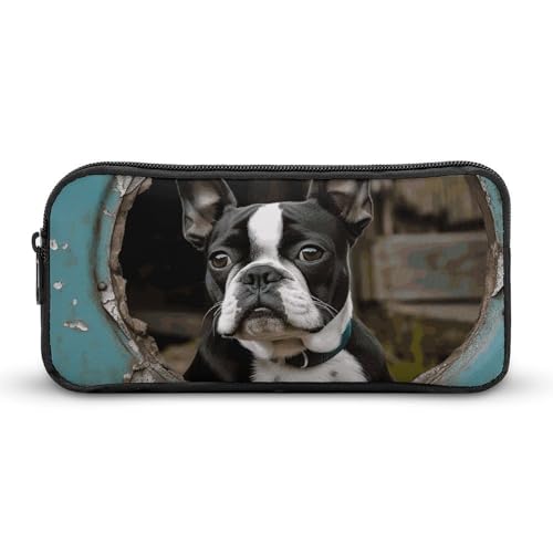 YQYBF Federmäppchen mit großem Fassungsvermögen, Boston Terrier, niedlicher Reißverschluss, Kosmetiktasche, Aufbewahrungstasche für Damen und Herren, Stil:, 22*12*5cm YQYBF Federmäppchen mit großem Fassungsvermögen, Boston Terrier, niedlicher Reißverschluss, Kosmetiktasche, Aufbewahrungstasche für Damen und Herren, Stil:, 22*12*5cm von YQYBF