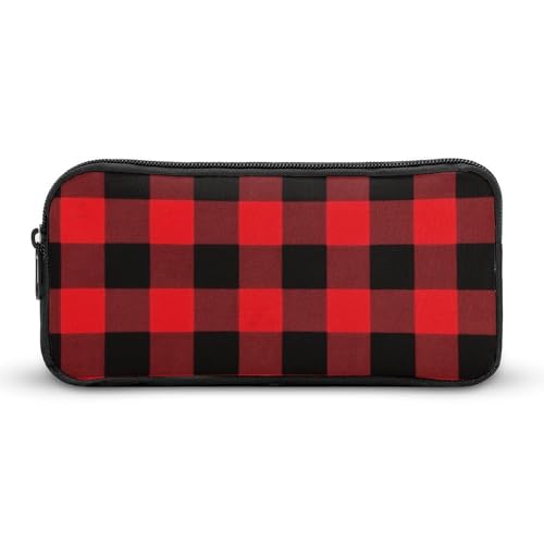 YQYBF Federmäppchen mit großem Fassungsvermögen, Büffelkaro, Stifteetui, niedlicher Reißverschluss, Kosmetiktasche, Aufbewahrungstasche für Damen und Herren, Stil:, 22*12*5cm von YQYBF