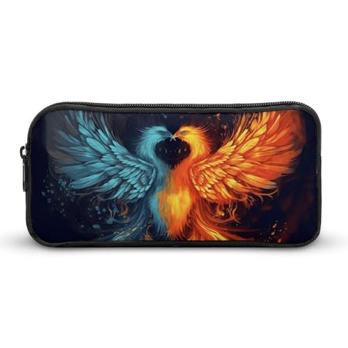 YQYBF Federmäppchen mit großem Fassungsvermögen, Feuer- und Wasser-Phönix-Stifttasche, niedlicher Reißverschluss, Kosmetiktasche, Aufbewahrungstasche für Damen und Herren, Stil:, 22*12*5cm von YQYBF