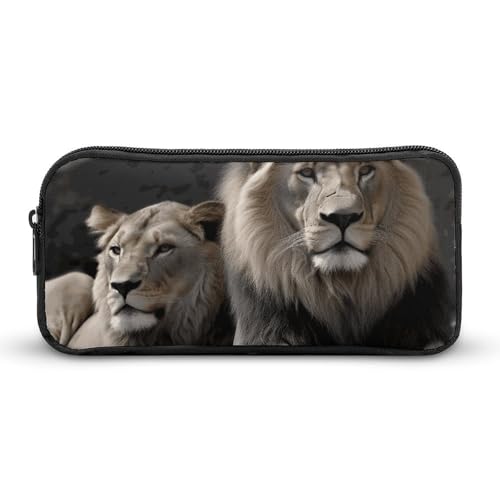 YQYBF Federmäppchen mit großem Fassungsvermögen, Löwen und Löwen, niedlicher Reißverschluss, Kosmetiktasche, Aufbewahrungstasche für Damen und Herren, Stil:, 22*12*5cm von YQYBF