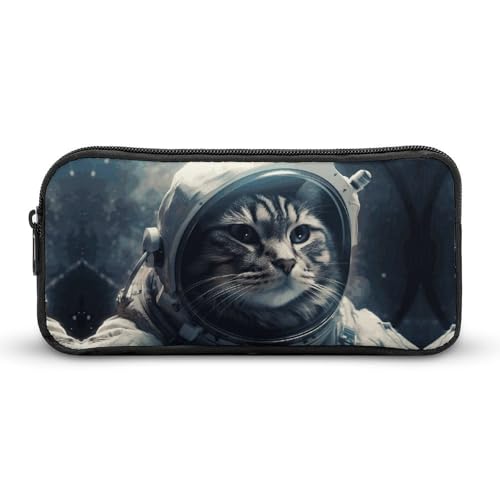 YQYBF Federmäppchen mit großem Fassungsvermögen, Motiv: Astronauten-Katze im Weltraum, niedlicher Reißverschluss, Kosmetiktasche, Aufbewahrungstasche für Damen und Herren, Stil:, 22*12*5cm von YQYBF