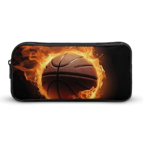 YQYBF Federmäppchen mit großem Fassungsvermögen, Motiv: Burning Basketball, Bilder, Stifttasche, niedlicher Reißverschluss, Kosmetiktasche, Aufbewahrungstasche für Damen und Herren, 22 x 12 x 5 cm, von YQYBF