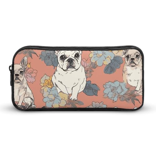 YQYBF Federmäppchen mit großem Fassungsvermögen, Motiv: Französische Bulldogge, niedlicher Reißverschluss, Kosmetiktasche, Aufbewahrungstasche für Damen und Herren, Stil:, 22*12*5cm von YQYBF