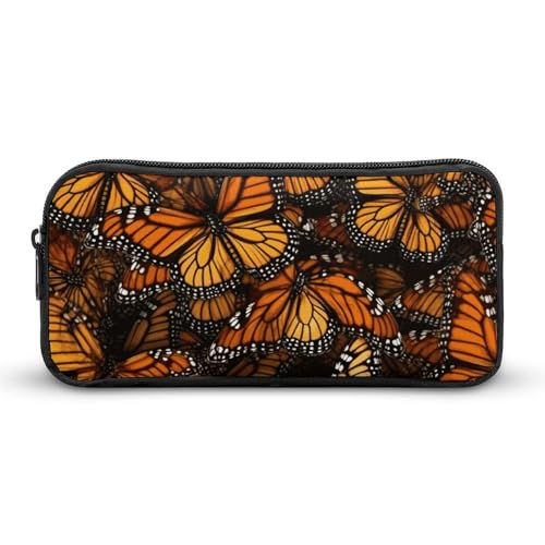 YQYBF Federmäppchen mit großem Fassungsvermögen, Motiv: Monarch-Schmetterlinge, niedlicher Reißverschluss, Kosmetiktasche, Aufbewahrungstasche für Damen und Herren, Stil:, 22*12*5cm von YQYBF