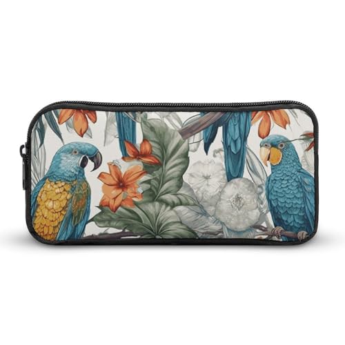 YQYBF Federmäppchen mit großem Fassungsvermögen, Papageien auf Ästen, Stifteetui, niedlicher Reißverschluss, Kosmetiktasche, Aufbewahrungstasche für Damen und Herren, Stil:, 22*12*5cm von YQYBF
