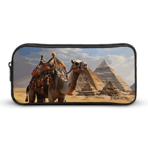 YQYBF Federmäppchen mit großem Fassungsvermögen, Pyramidenmuster, Kamel-Stifttasche, niedlicher Reißverschluss, Kosmetiktasche, Aufbewahrungstasche für Damen und Herren, Stil:, 22*12*5cm von YQYBF