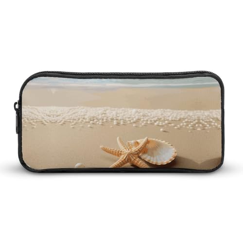 YQYBF Federmäppchen mit großem Fassungsvermögen, Seesternmuschel und Strand-Stifttasche, niedlicher Reißverschluss, Kosmetiktasche, Aufbewahrungstasche für Damen und Herren, Stil:, 22*12*5cm YQYBF Federmäppchen mit großem Fassungsvermögen, Seesternmuschel und Strand-Stifttasche, niedlicher Reißverschluss, Kosmetiktasche, Aufbewahrungstasche für Damen und Herren, Stil:, 22*12*5cm von YQYBF
