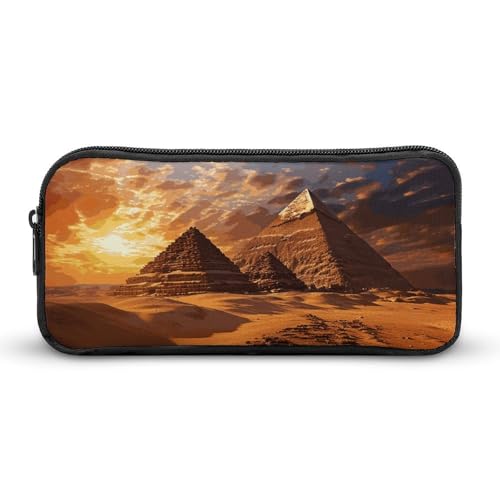 YQYBF Federmäppchen mit großem Fassungsvermögen, ägyptische Pyramiden, Stifttasche, niedlicher Reißverschluss, Kosmetiktasche, Aufbewahrungstasche für Damen und Herren, Stil:, 22*12*5cm von YQYBF