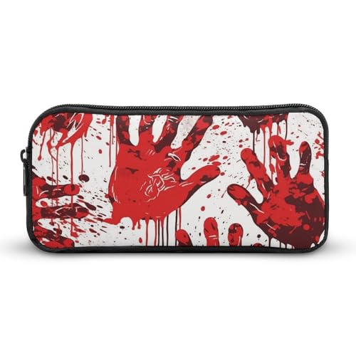 YQYBF Federmäppchen mit großem Fassungsvermögen, blutige Handabdrücke, Stifttasche, niedlicher Reißverschluss, Kosmetiktasche, Aufbewahrungstasche für Damen und Herren, 22 x 12 x 5 cm, Stil, Stil:, von YQYBF