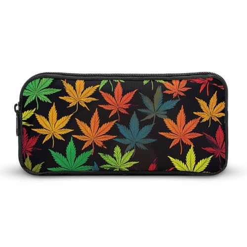 YQYBF Federmäppchen mit großem Fassungsvermögen, bunte Cannabisblätter, Stifteetui, niedlicher Reißverschluss, Kosmetiktasche, Aufbewahrungstasche für Damen und Herren, Stil:, 22*12*5cm von YQYBF