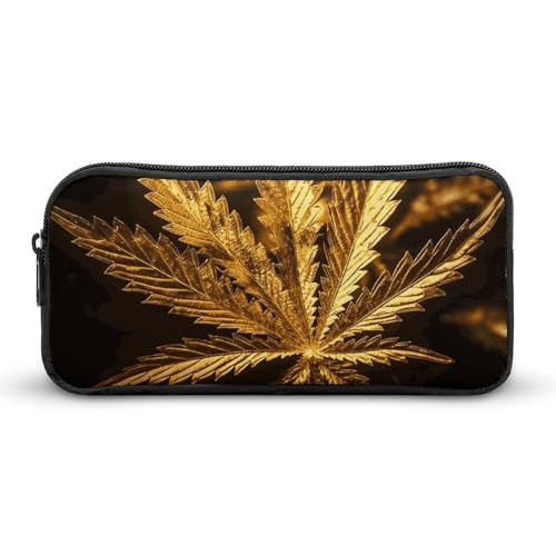 YQYBF Federmäppchen mit großem Fassungsvermögen, goldenes Cannabis-Stift, niedlicher Reißverschluss, Kosmetiktasche, Aufbewahrungstasche für Damen und Herren, Stil:, 22*12*5cm YQYBF Federmäppchen mit großem Fassungsvermögen, goldenes Cannabis-Stift, niedlicher Reißverschluss, Kosmetiktasche, Aufbewahrungstasche für Damen und Herren, Stil:, 22*12*5cm von YQYBF