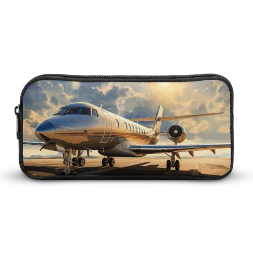 YQYBF Federmäppchen mit großem Fassungsvermögen, privates Flugzeug, niedlicher Reißverschluss, Kosmetiktasche, Aufbewahrungstasche für Damen und Herren, Stil:, 22*12*5cm von YQYBF