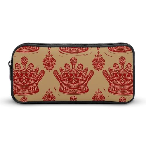 YQYBF Federmäppchen mit großem Fassungsvermögen, rote Krone, niedlicher Reißverschluss, Kosmetiktasche, Aufbewahrungstasche für Damen und Herren, Stil:, 22*12*5cm YQYBF Federmäppchen mit großem Fassungsvermögen, rote Krone, niedlicher Reißverschluss, Kosmetiktasche, Aufbewahrungstasche für Damen und Herren, Stil:, 22*12*5cm von YQYBF