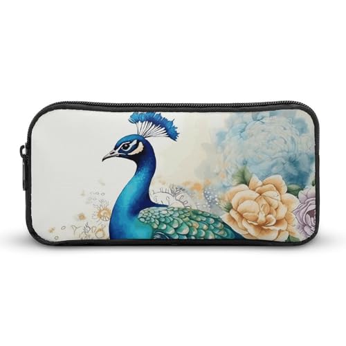 YQYBF Federmäppchen mit großem Fassungsvermögen, schöner Pfau und Blumenmuster, niedlicher Reißverschluss, Kosmetiktasche, Aufbewahrungstasche für Damen und Herren, Stil:, 22*12*5cm YQYBF Federmäppchen mit großem Fassungsvermögen, schöner Pfau und Blumenmuster, niedlicher Reißverschluss, Kosmetiktasche, Aufbewahrungstasche für Damen und Herren, Stil:, 22*12*5cm von YQYBF