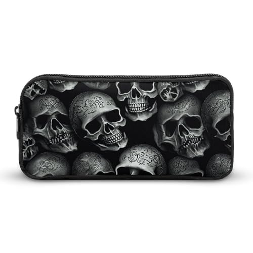 YQYBF Federmäppchen mit großem Fassungsvermögen, schwarzer Totenkopf, niedlicher Reißverschluss, Kosmetiktasche, Aufbewahrungstasche für Damen und Herren, Stil:, 22*12*5cm YQYBF Federmäppchen mit großem Fassungsvermögen, schwarzer Totenkopf, niedlicher Reißverschluss, Kosmetiktasche, Aufbewahrungstasche für Damen und Herren, Stil:, 22*12*5cm von YQYBF