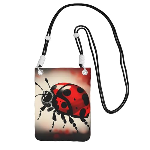Art Ladybug Tracks Print Sling Bag für Männer und Frauen, lässige Mini-Handygeldbörsen, Anti-Diebstahl-Handytasche, für Wandern, Reisen, Schwarz, Einheitsgröße von YQxwJL